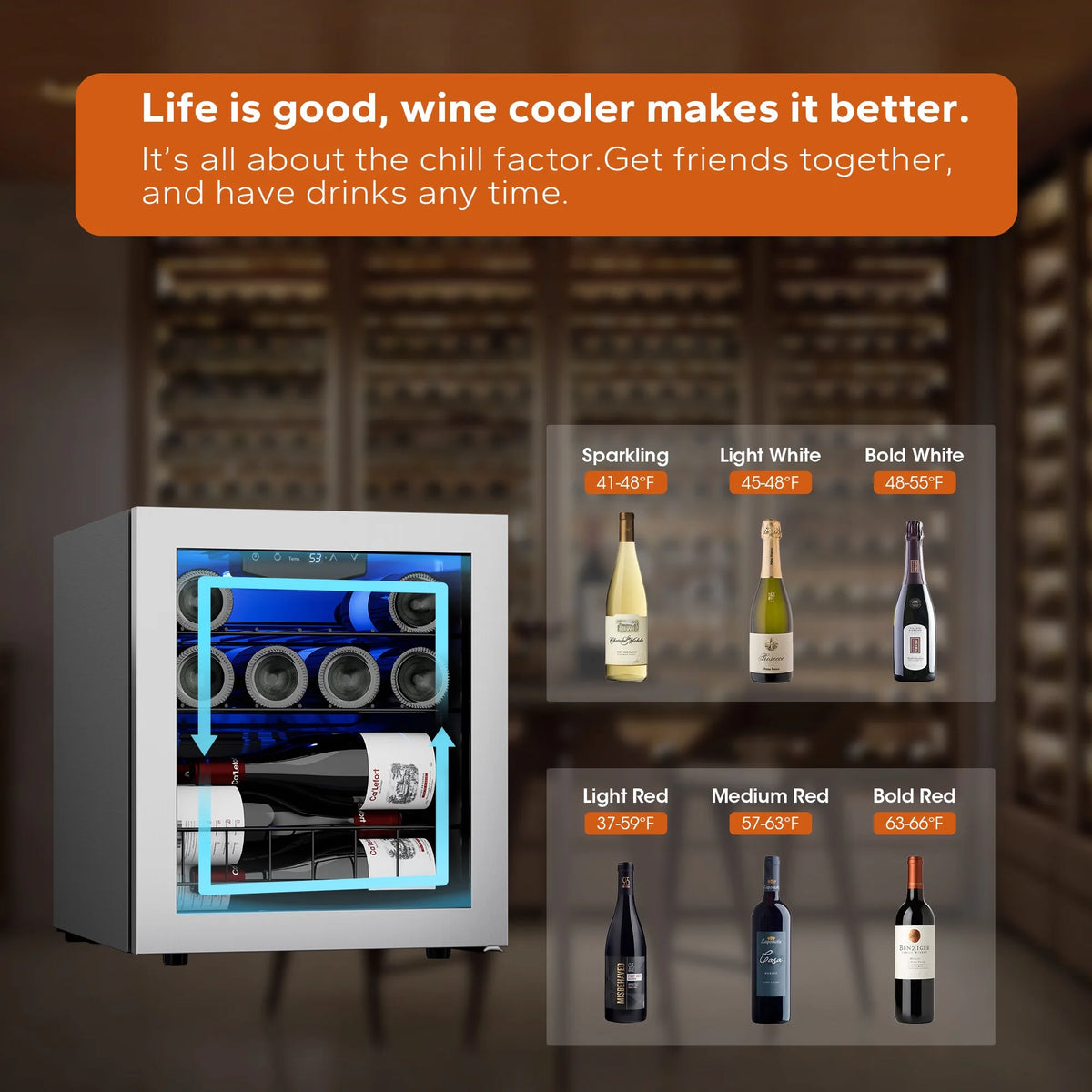 12 Bottle Mini Wine Refrigerator with Glass Door H5110
