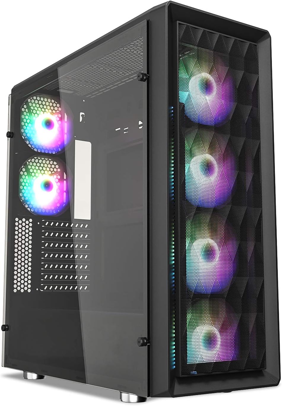 Black M-ATX Mid-Tower PC Gaming Case with 200mm RGB Fan J347402