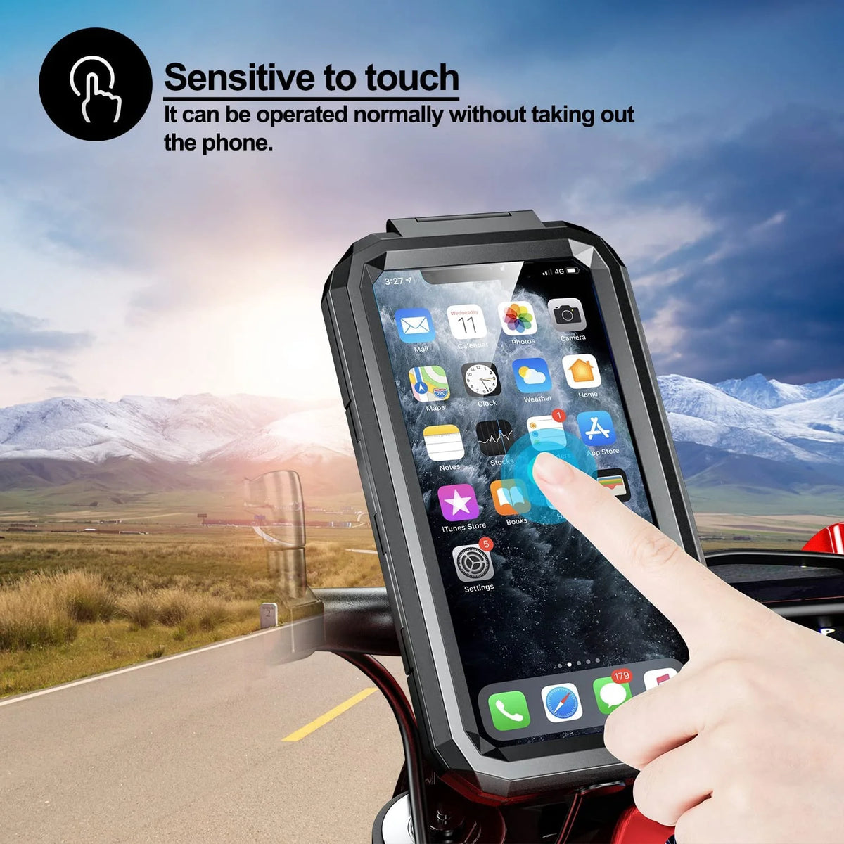 Waterproof Motorcycle Phone Mount 360° Ball Rotation Bike Cellphone Holder Y471790