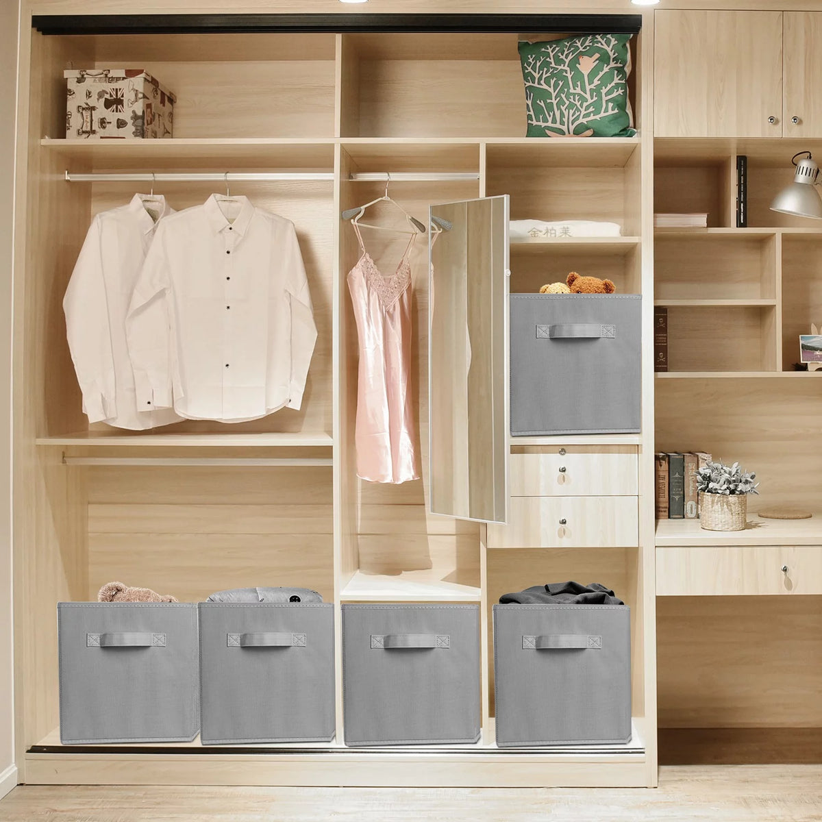 4 Pack Collapsible Fabric Storage Cubes with Handles R8698