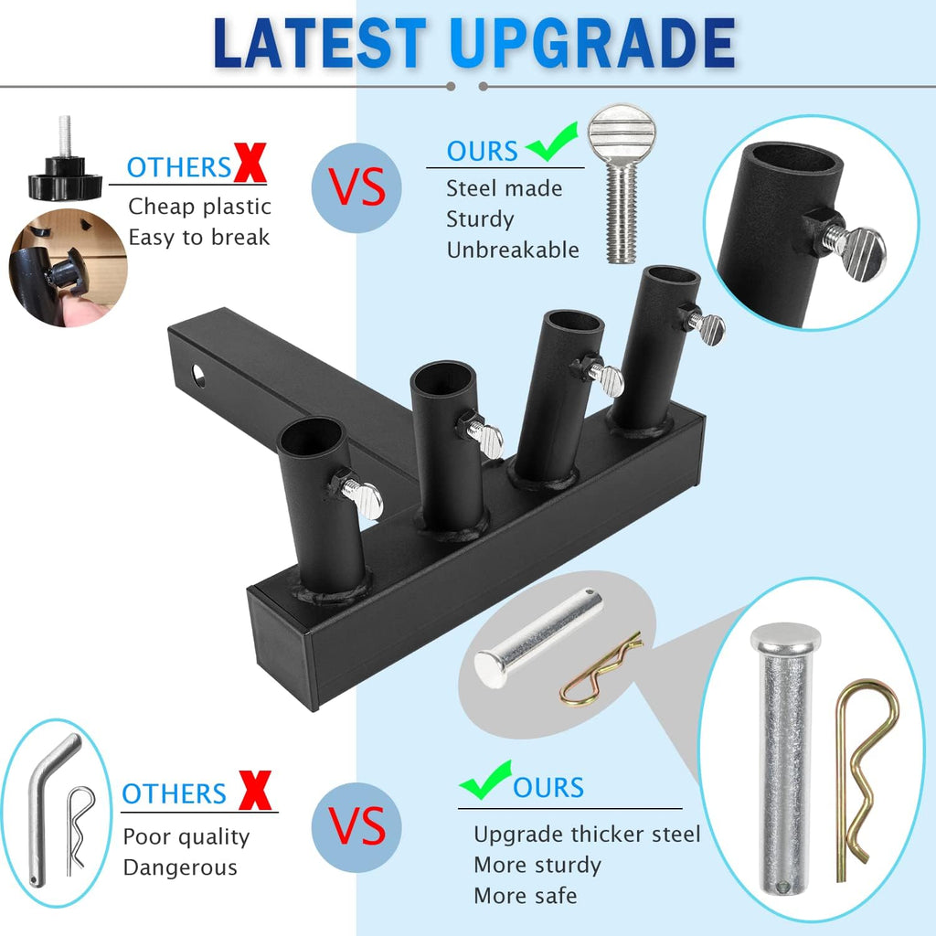 Universal Four Flagpole Holder for 2 inches Hitch Receivers with Hitch Pin I215