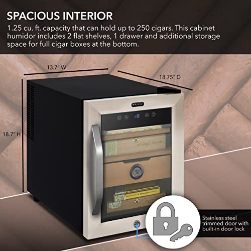1.2 cu. ft. Stainless Steel Digital Cigar Humidor with Spanish Cedar Shelves J637439