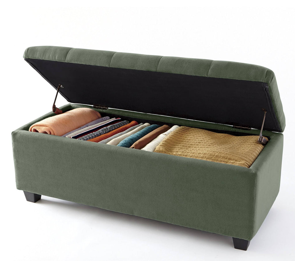 Plush Storage Ottoman, Microfiber, Sage Green P12074