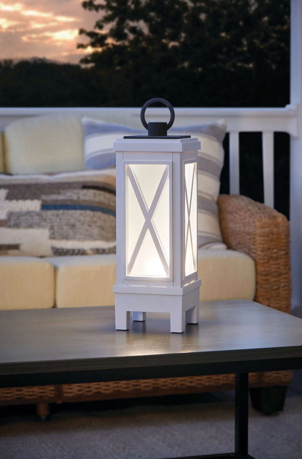 19" Tall Portable Outdoor Lantern Style Lamp - White G92929