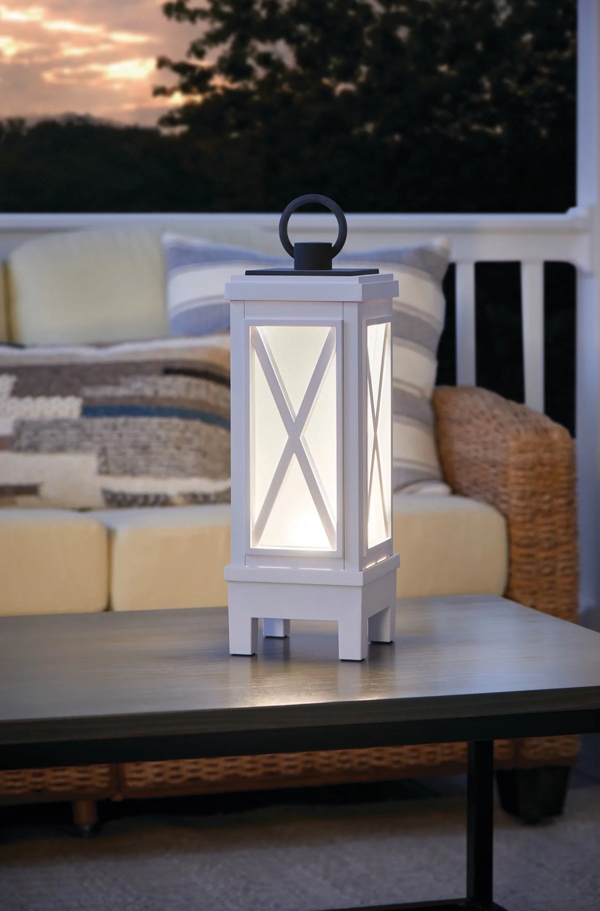 19" Tall Portable Outdoor Lantern Style Lamp - White G92929