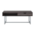 Gray Engineered Wood Single Drawer Coffee Table with Cubby Storage G7150