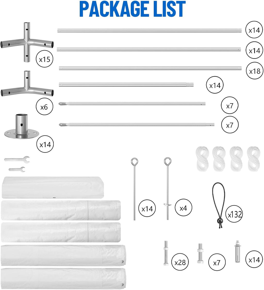 White 20'x40' Heavy Duty Party Tent with Removable Sidewall Windows H65577