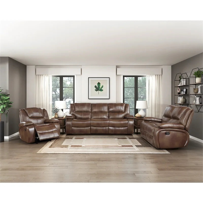 Brown Leather Match Glider Reclining Chair B541