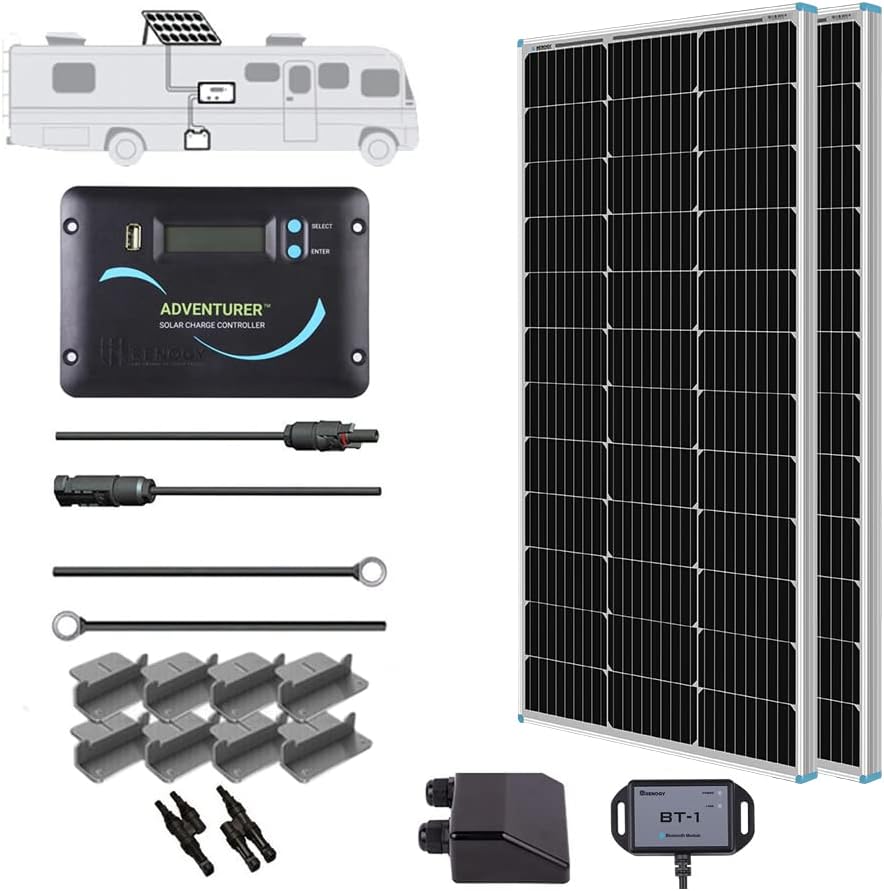 100 Watts 12 Volts Monocrystalline Solar RV Kit with 30A PWM Charge Controller Y9754