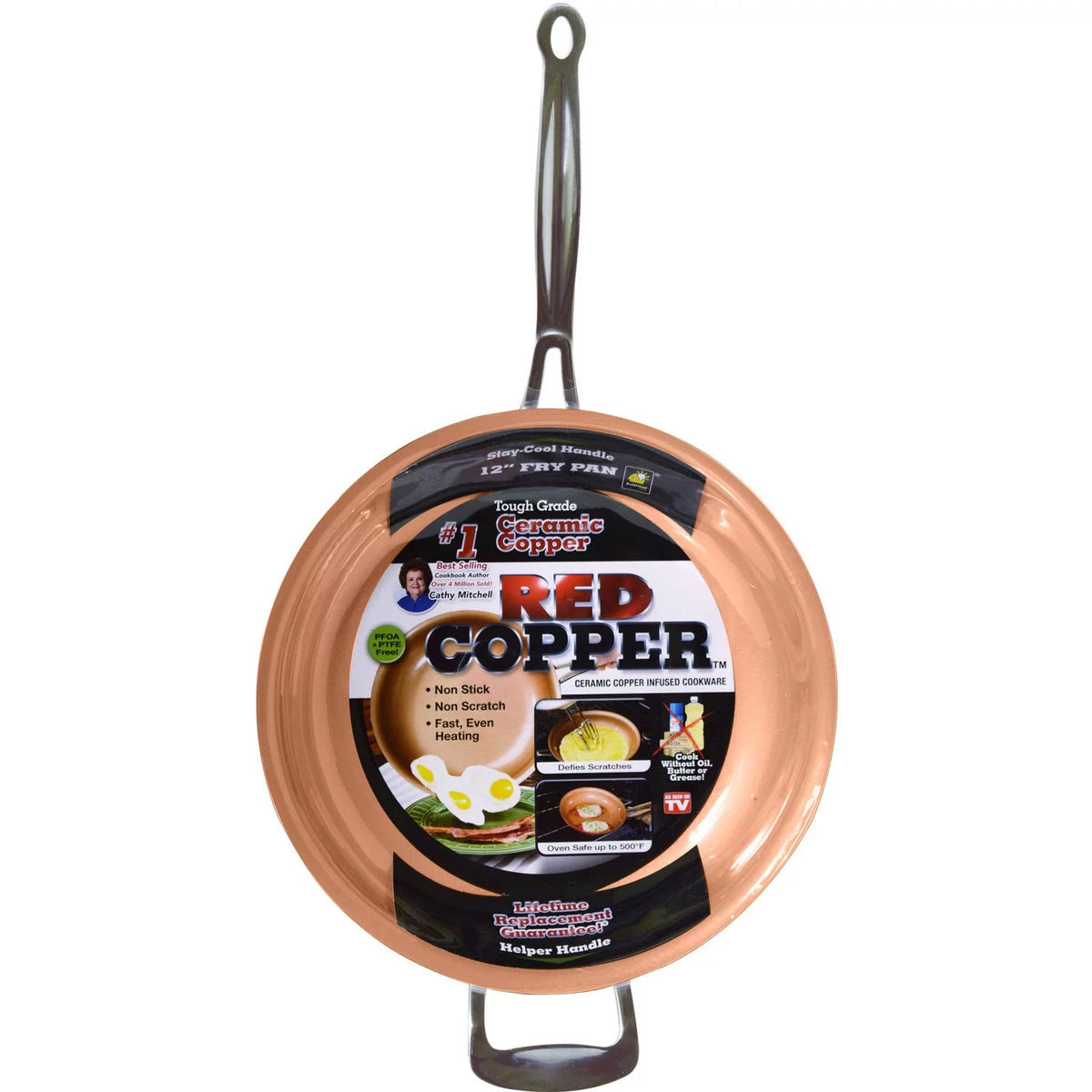 12" Red Copper Fry Pan N9528