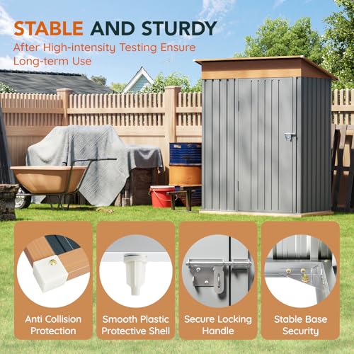 Compact Metal Tool Shed with Lockable Door (Matte Gray) H1786