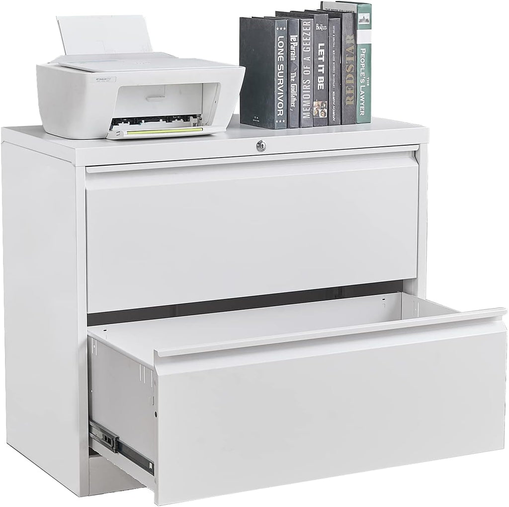 White 4 Drawer Metal Lateral File Cabinet with Lock L347