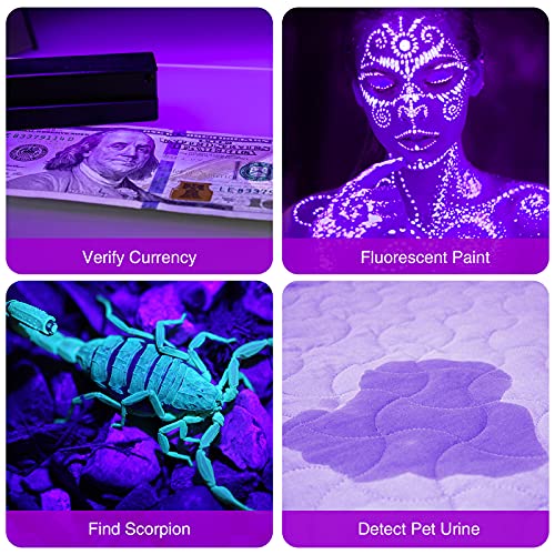 UV Black Light Flashlights, 4 Pack 395nm Mini Pen Lights with Clip, Waterproof Ultraviolet Flashlights D24723