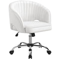 Cream Velvet Swivel Desk Chair with Wheels K66602