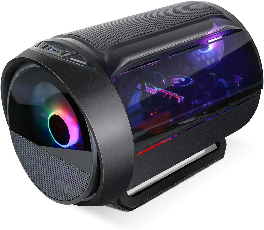 Black M-ATX Mid-Tower PC Gaming Case with 200mm RGB Fan J347402