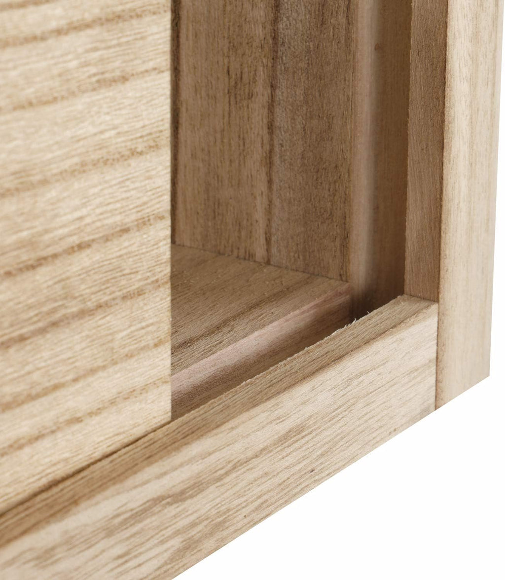 Solid Wood Wall Hanging Display Cabinet, Distressed Natural Finish K43133