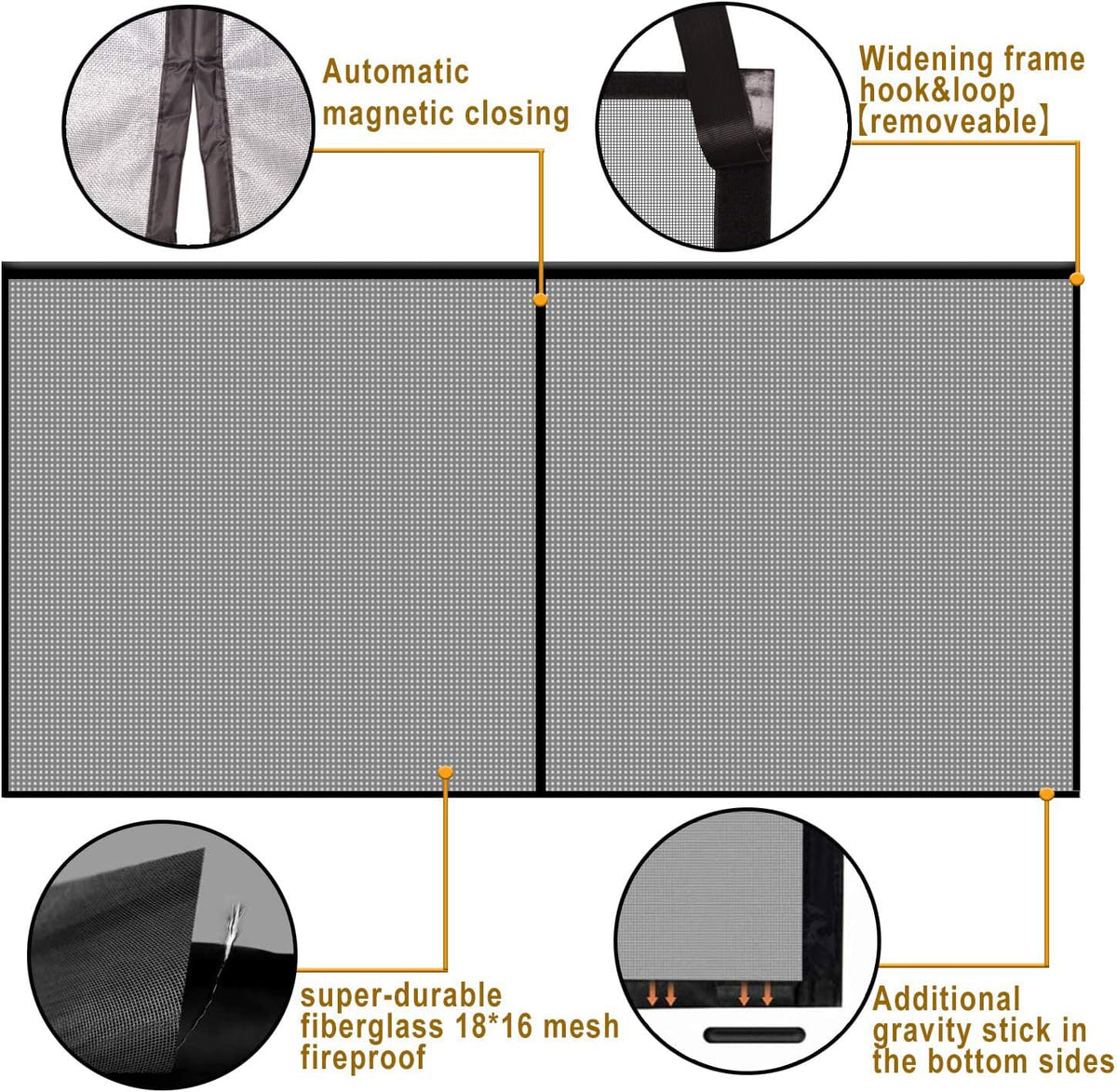Magnetic Garage Door Screen 16x7FT Fiberglass Mesh C917