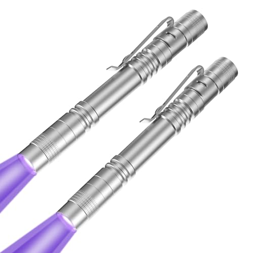 UV Black Light Flashlights, 4 Pack 395nm Mini Pen Lights with Clip, Waterproof Ultraviolet Flashlights D24723