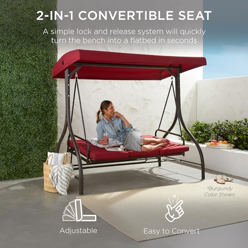 3-Seat Outdoor Canopy Swing Glider with Removable Cushions U5440