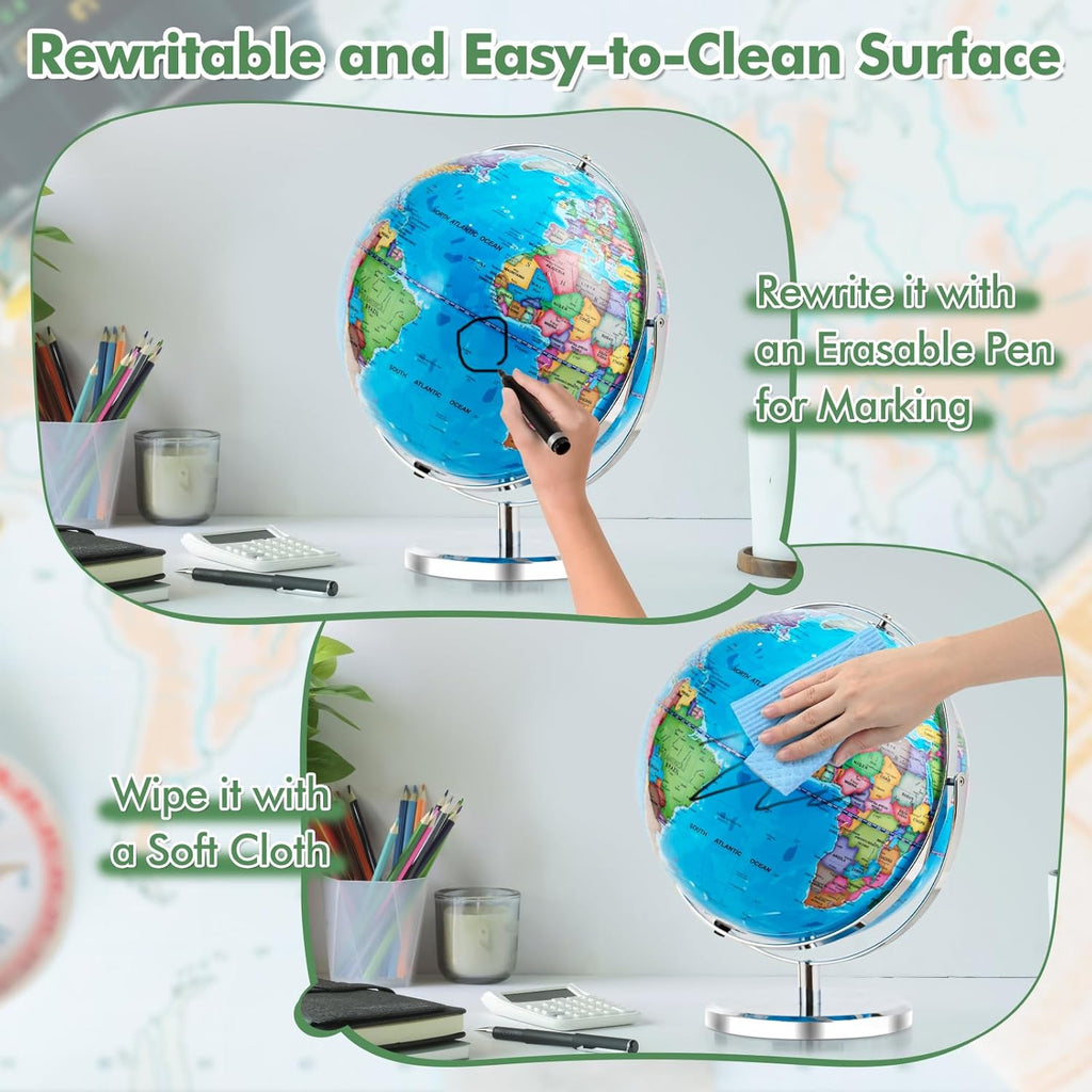 13” Desktop Geographic Globe with LED Light U750