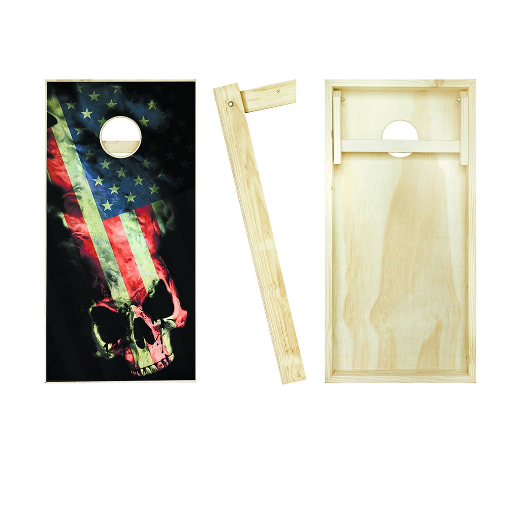 American Flag Skull Cornhole Set with 8 Bags O8148