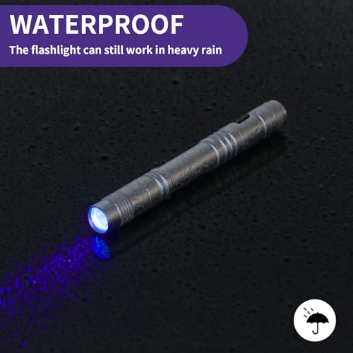 UV Black Light Flashlights, 4 Pack 395nm Mini Pen Lights with Clip, Waterproof Ultraviolet Flashlights D24723