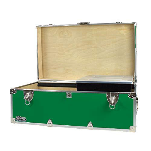 Navy Steel Footlocker with Tray - 32 x 18 x 13.5 Inches H859963