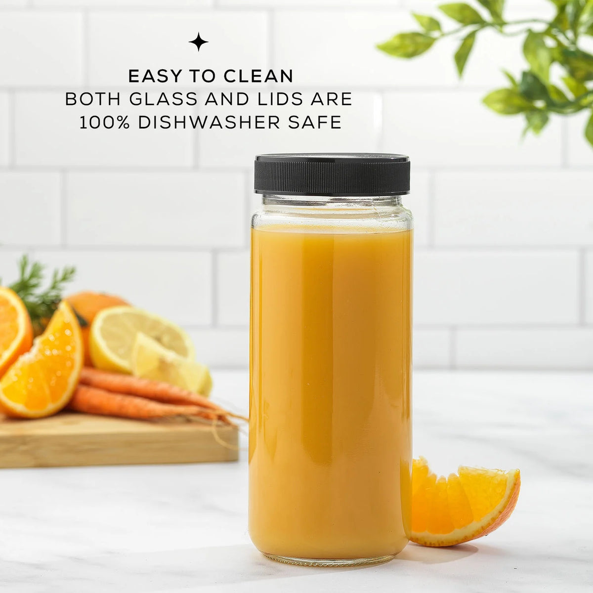 Set of 8 Glass Juice Bottles with BPA Free Lids A850