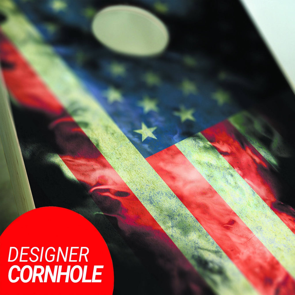 American Flag Skull Cornhole Set with 8 Bags O8148