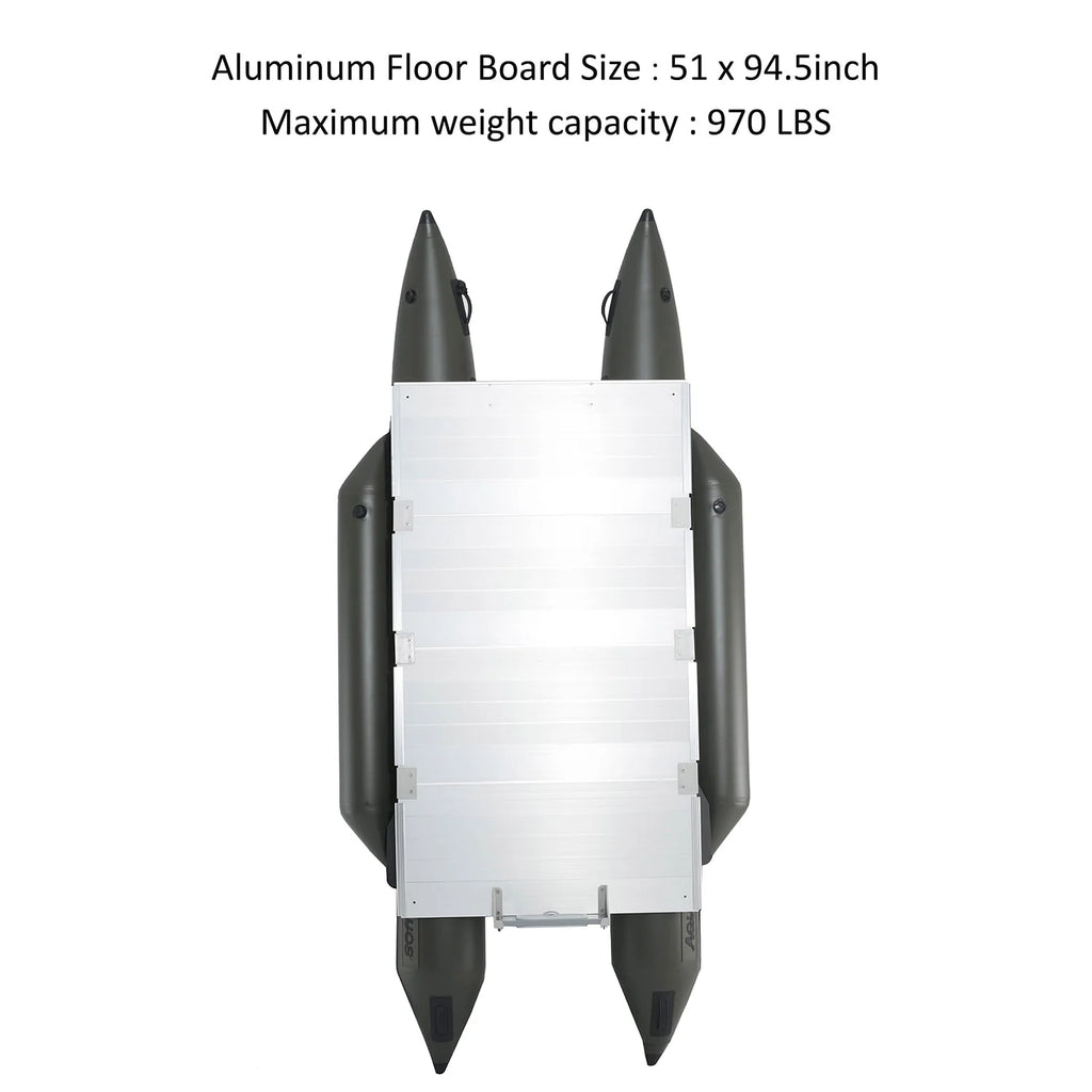 12.5ft Inflatable Pontoon Boat with Black 12V 55LBS Remote Trolling Motor and Foot Control P75957