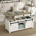 47.3'' Lift Top Coffee Table with Storage, White, Grey Top S6541