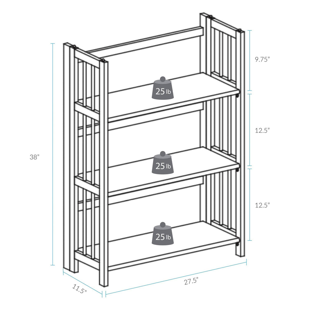 3 Shelf Folding Stackable Bookcase Chestnut N52953