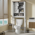 White Over The Toilet Storage Cabinet with Adjustable Shelves & Sliding Barn Doors V238788