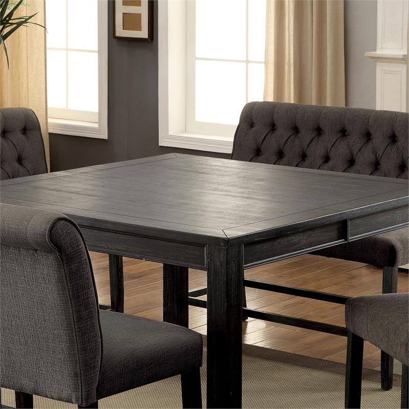 Counter Height Wood Dining Table in Antique Black T9303
