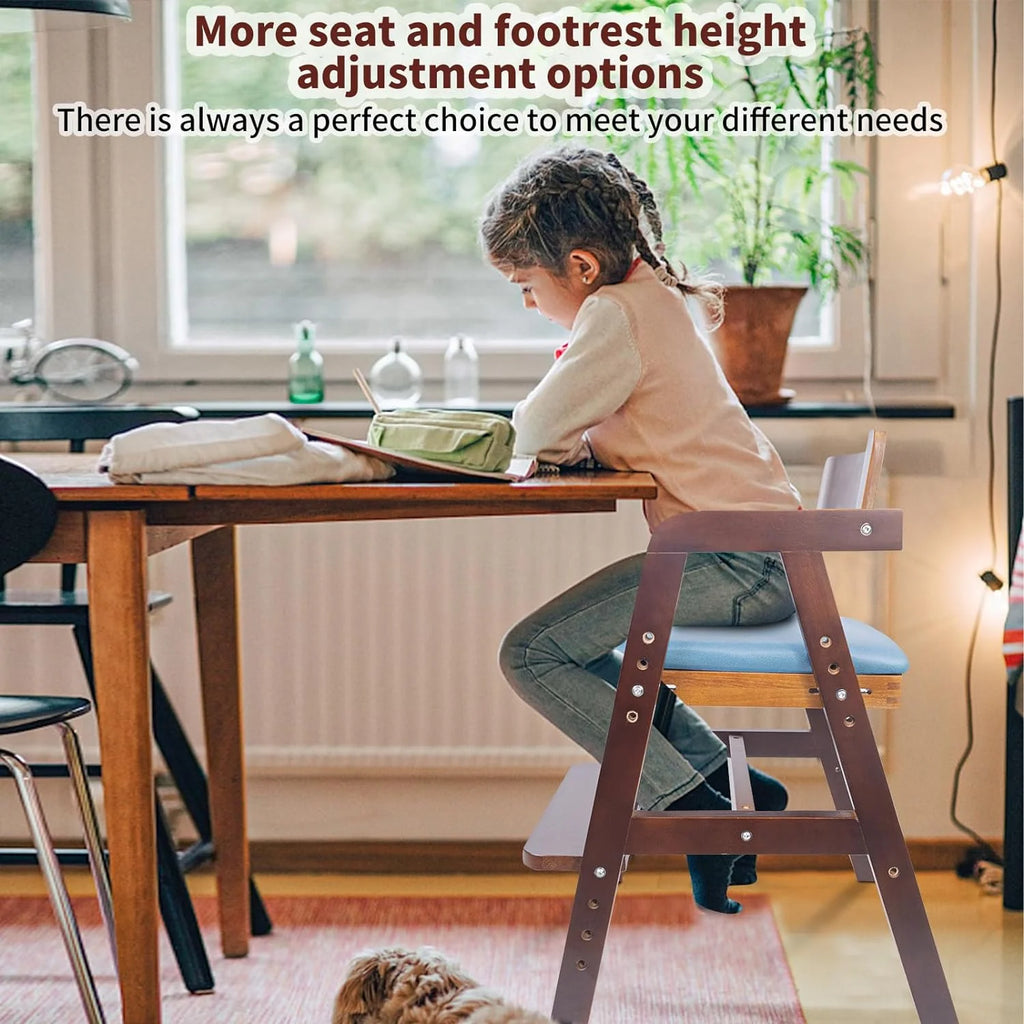 Wooden Adjustable Toddler High Chair with Waterproof Cushion E3925