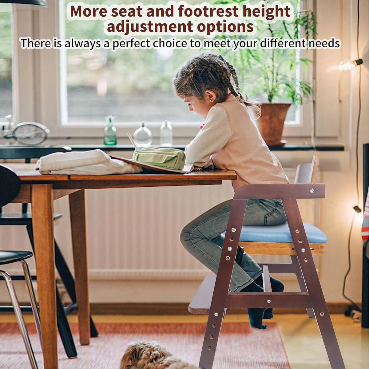 Wooden Adjustable Toddler High Chair with Waterproof Cushion E3925