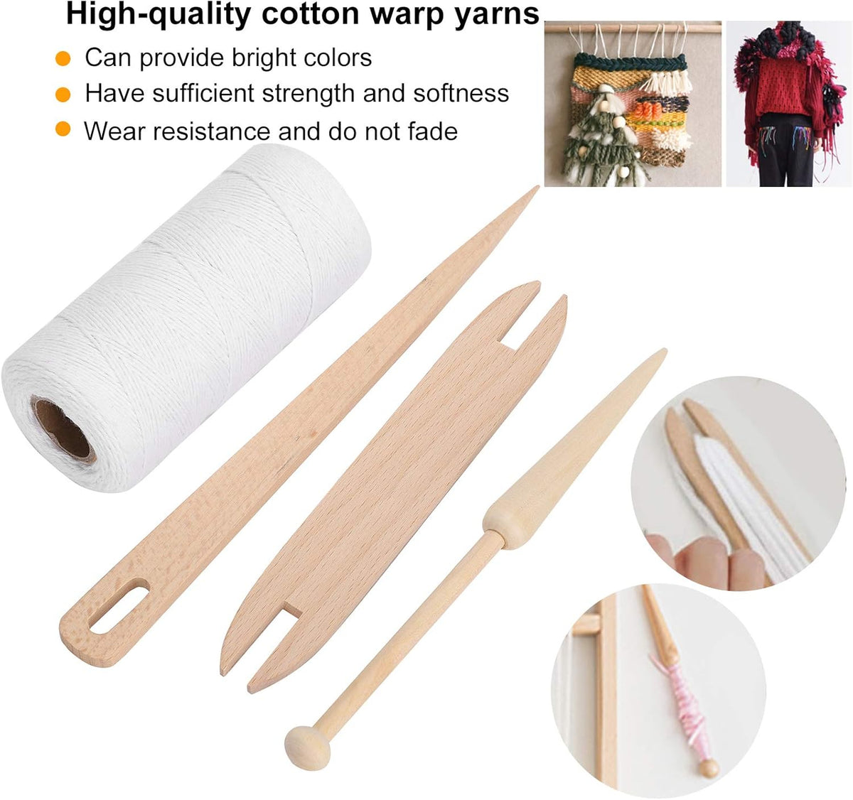 Cotton Rug Yarn with Wooden Shuttle Stick Rod V536603
