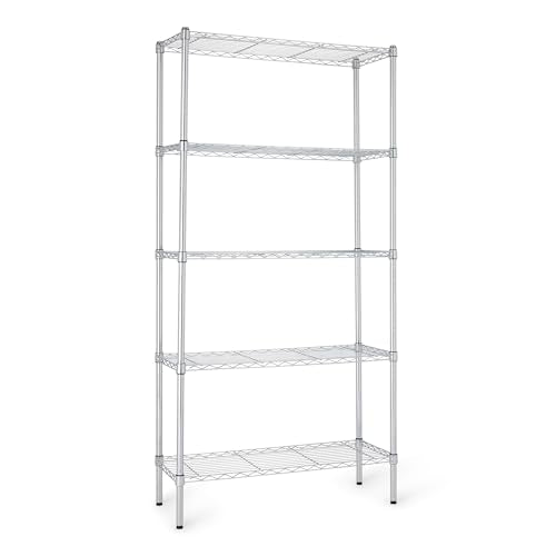 5-Shelf Adjustable Heavy Duty Steel Wire Rack Storage Shelving, Chrome Z23148