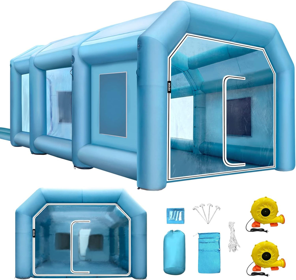 19.69x13.12x8.53 ft Inflatable Paint Booth with Blowers and Air Filter System N219