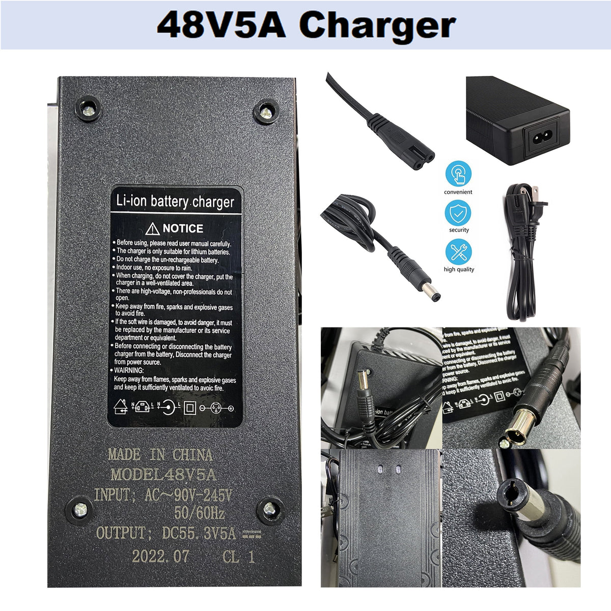 48V 14Ah Lithium Ebike Battery with 5A Fast Charger T Plug G7990