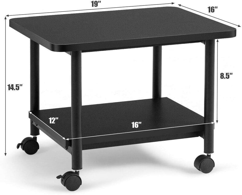 Black 2-Tier Rolling Printer Stand C528915