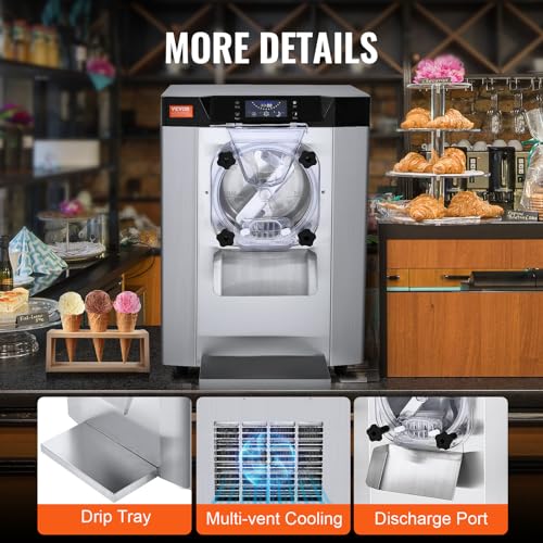 Commercial Ice Cream Machine 1400W 20/5.3 Gph Hard Serve Ice Cream Maker with LED Display A13501
