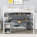 Full Size Metal Loft Bed with Bookcase and Desk I520506