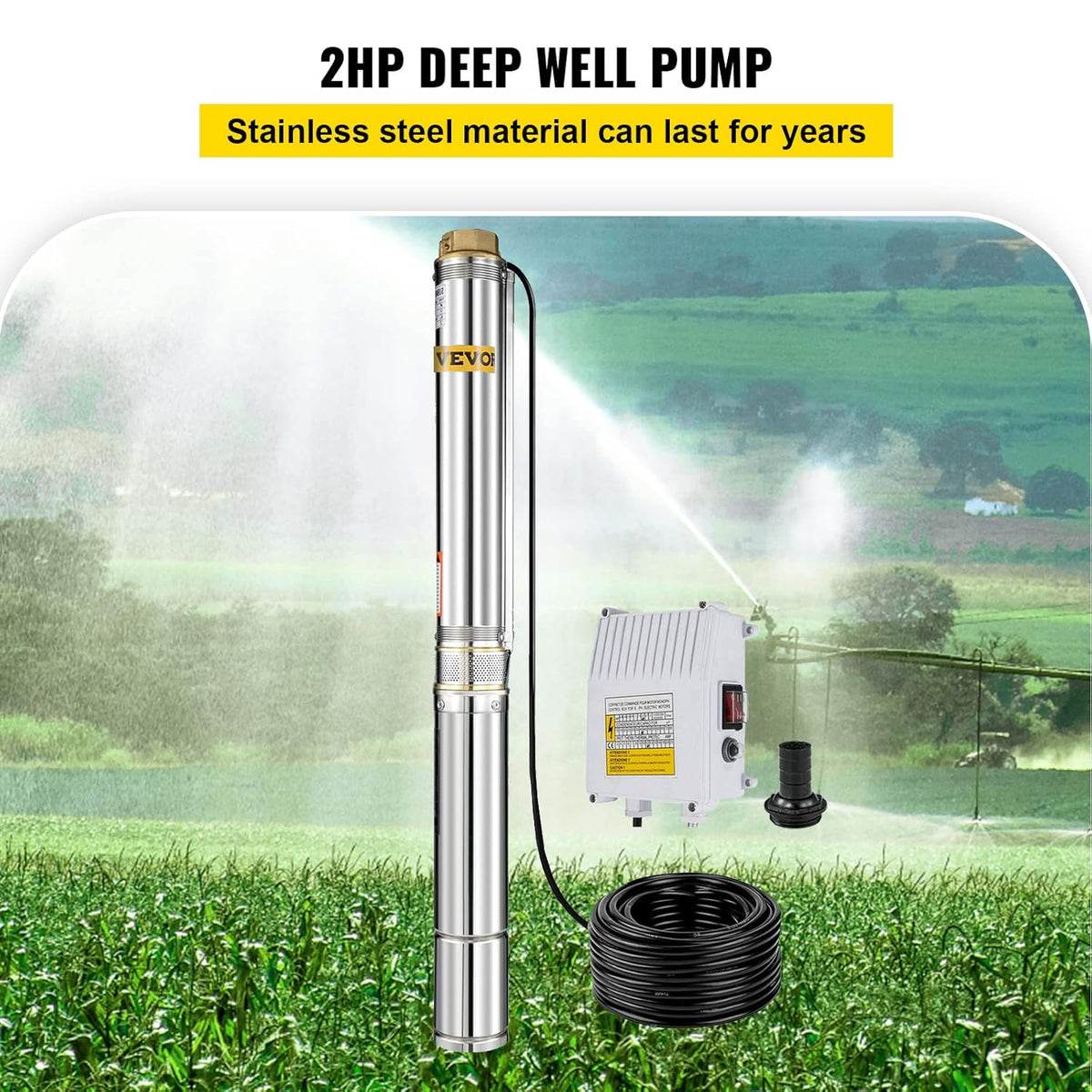 2 HP 220V Stainless Steel Submersible Well Pump N7820