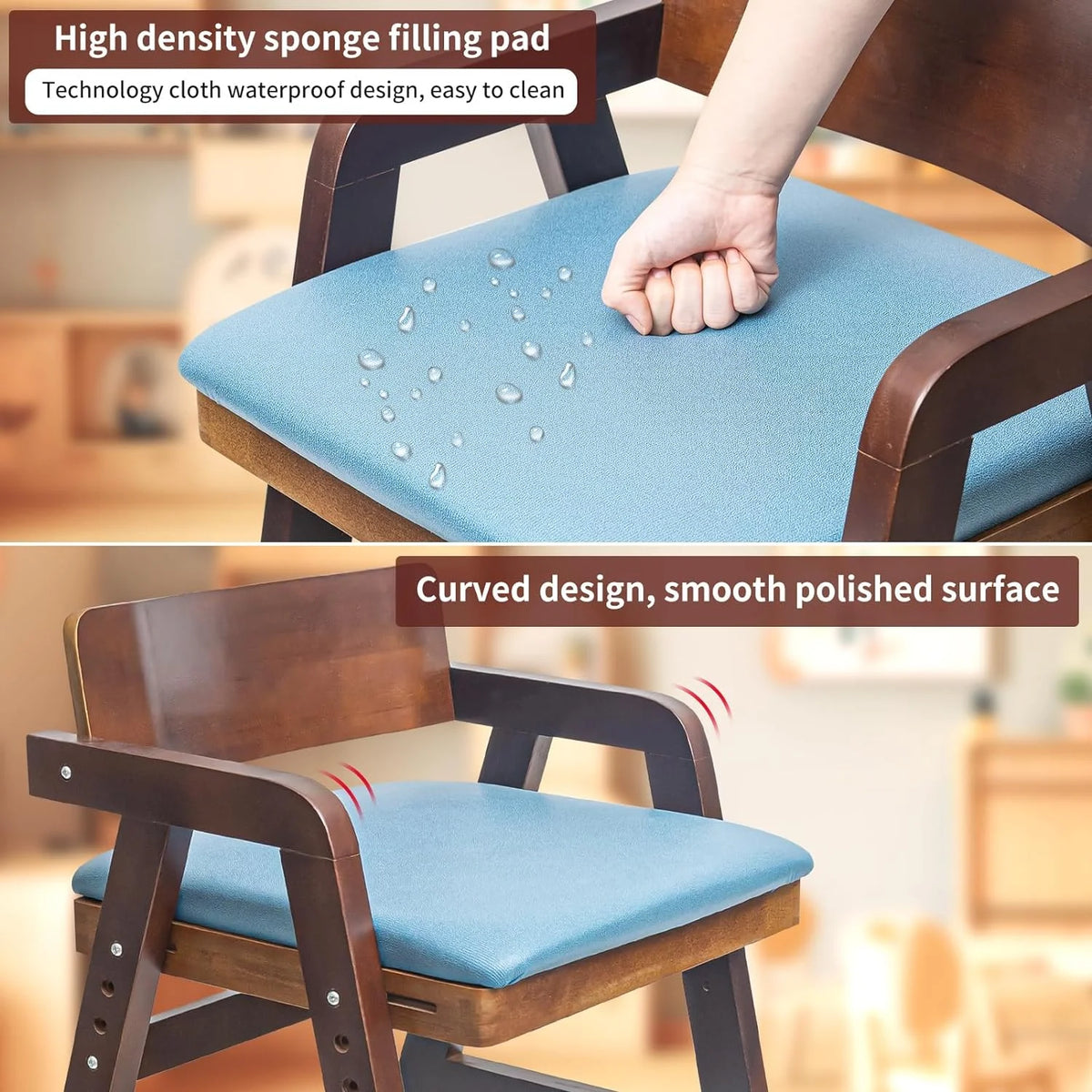 Wooden Adjustable Toddler High Chair with Waterproof Cushion E3925