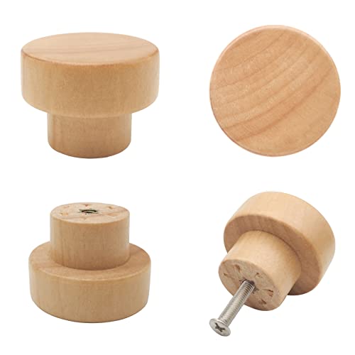 16PCS Unfinished Wood Dresser Knobs, Mushroom Wooden Cabinet Knobs, Round Wood Drawer Knobs Pulls Handle (Diameter: 1.3", Height: 1") L36084