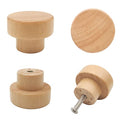 16PCS Unfinished Wood Dresser Knobs, Mushroom Wooden Cabinet Knobs, Round Wood Drawer Knobs Pulls Handle (Diameter: 1.3", Height: 1") L36084