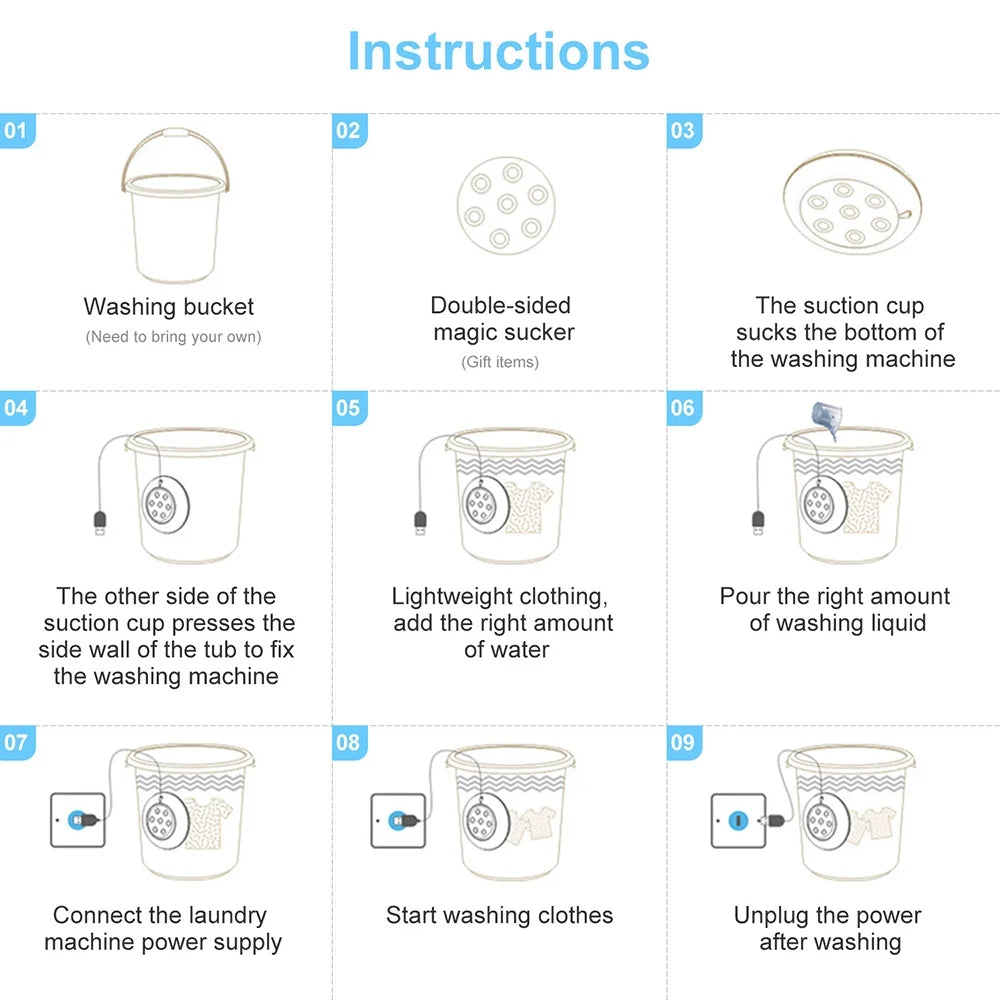 Portable Washing Machine 1 kg Rotating Washer with USB Cable P32571