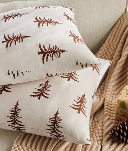 Cotton Christmas Pillow Covers Set of 2, 18x18 Inch Green Q757551