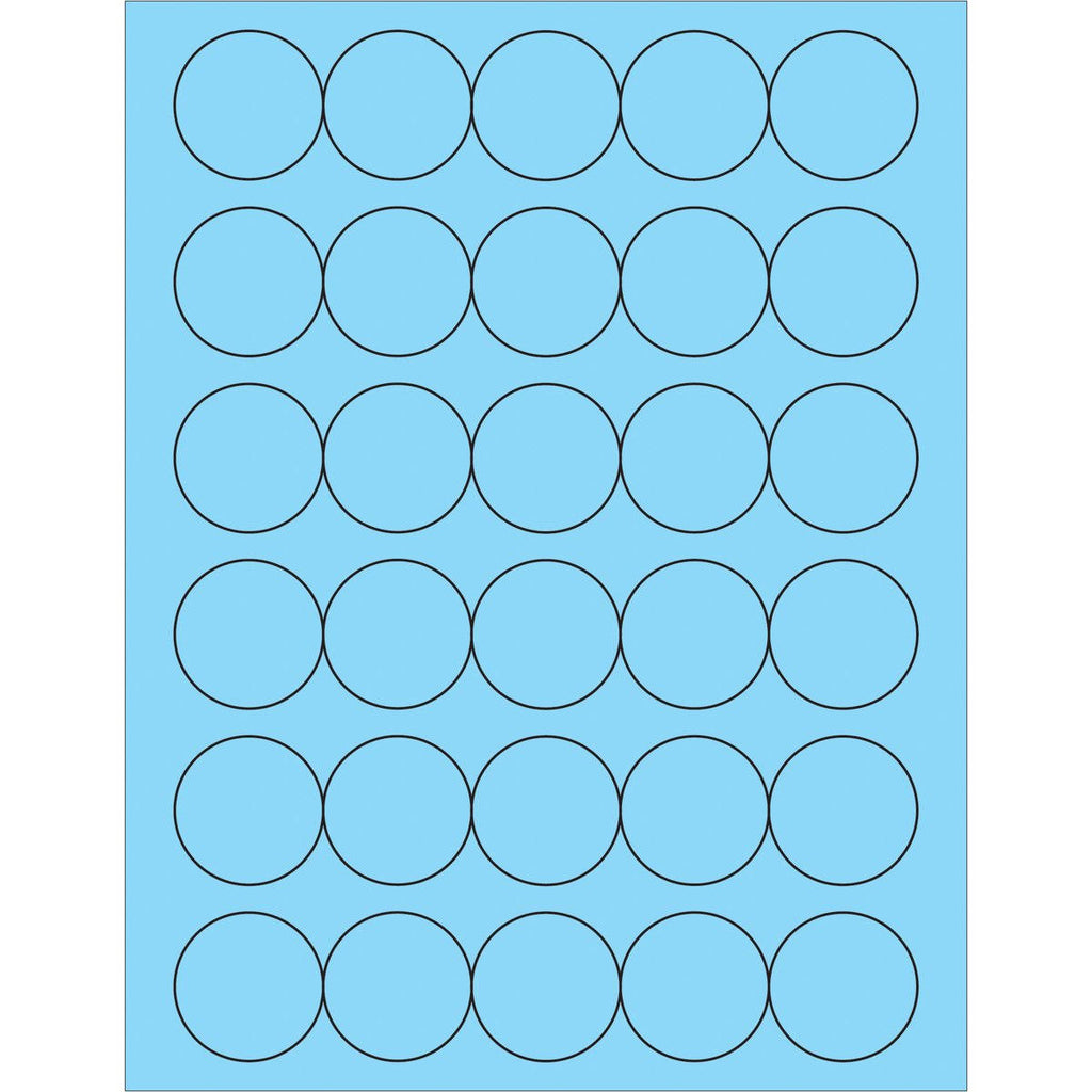 Fluorescent Pastel Blue Circle Laser Labels Z145